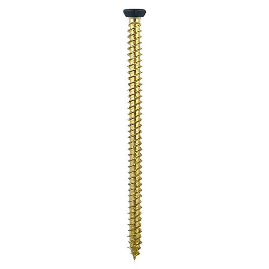 Gold-colored screw on a white background
