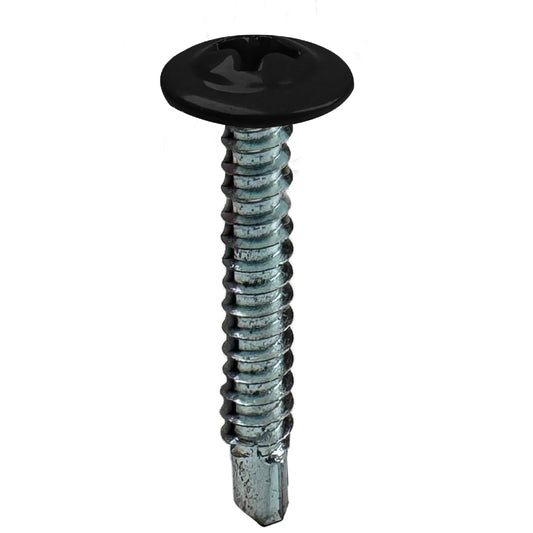 A 4.8 x 40mm coloured self-drilling screw with a Jet Black (RAL 9005) head on a white background.