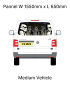 A digital image showing a Volkswagen van rear panel with a medium-sized Stormtrooper decal applied to it.